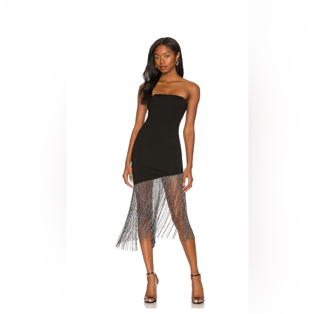 Superdown Black Strapless Fringe Dress - Picture 3 of 8